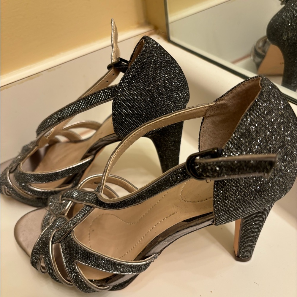 Black sparkle heels